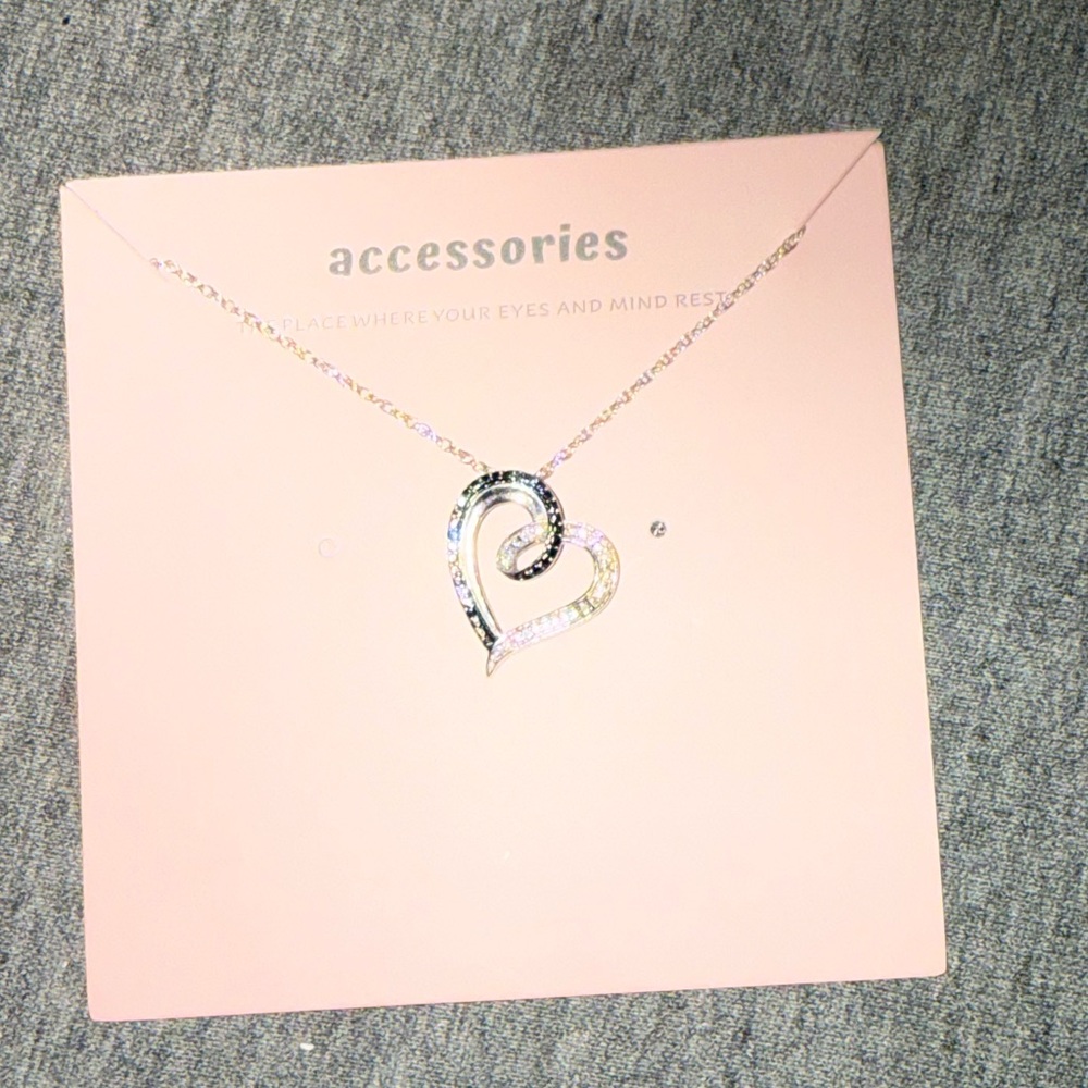925 REAL black and white diamond heart pendant necklace. From Kay’s - Picture 2 of 5